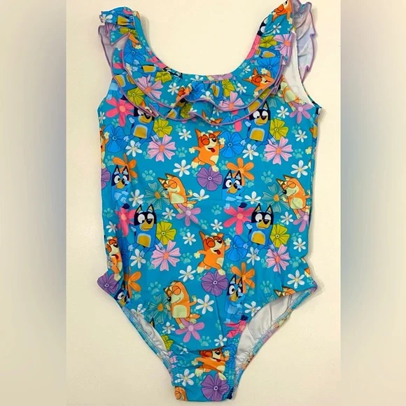 Little Girls Bluey Pups One Piece Ruffle UPF 50+ Swim Bathing Lightweight Suit 8 - Picture 8 of 8